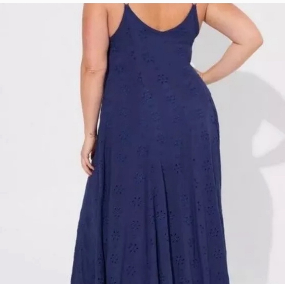 Torrid Navy Eyelet Maxi Dress - Picture 2 of 8